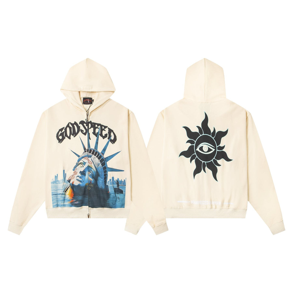 Godspeed Statue of Liberty Sun-Eye Zip Hoodie ¡ª front
