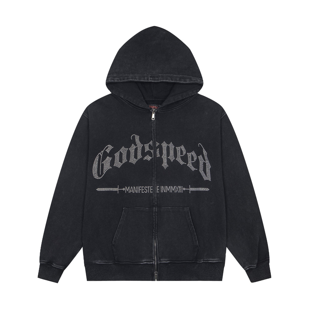 Godspeed Washed Gothic Graphic Full-Zip Hoodie ¡ª hero