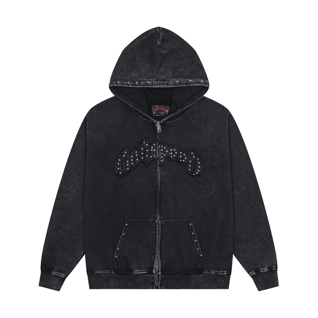 Godspeed Rhinestone-Style Zip Hoodie ¡ª front
