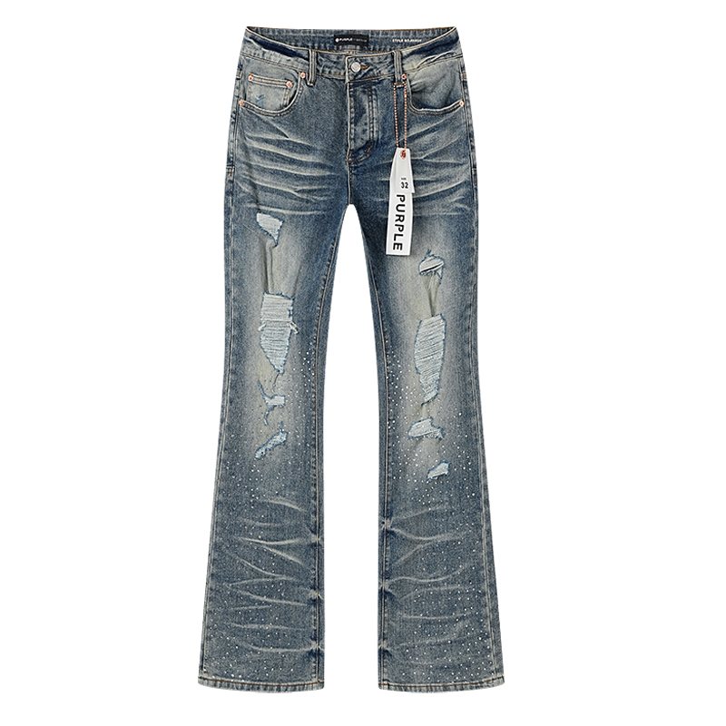 Purple Brand Rhinestone Distressed Flared Jeans ¡ª hero