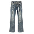Purple Brand Rhinestone Distressed Flared Jeans ¡ª hero