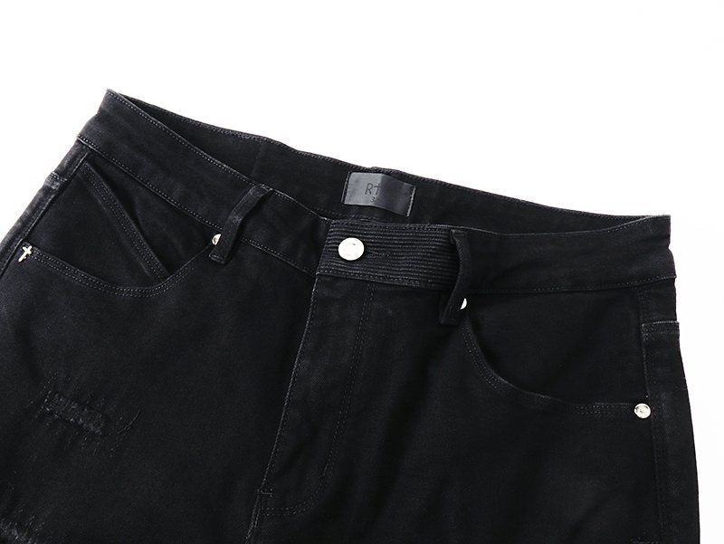 RTA Black Distressed Flared Jeans ¡ª detail