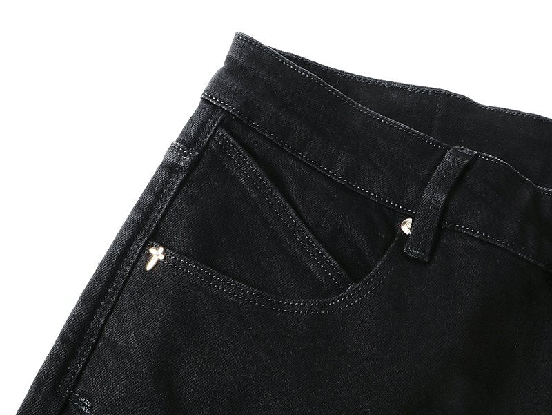 RTA Black Distressed Flared Jeans ¡ª detail