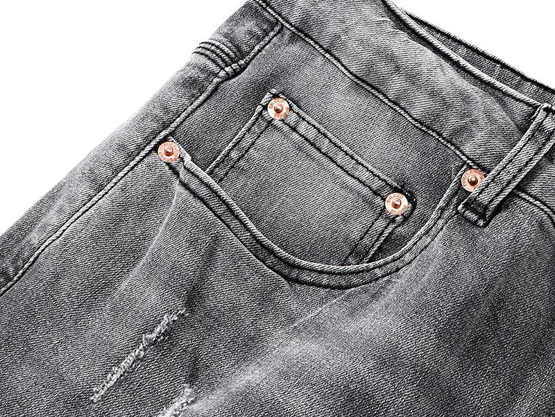Purple Brand Washed Gray Distressed Flared Jeans ¡ª detail