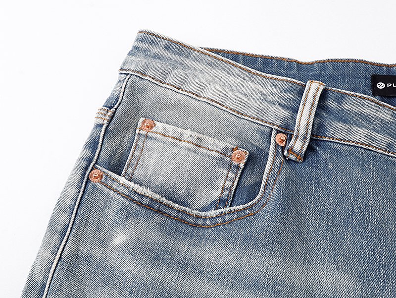 Purple Brand Light Blue Paint-Splatter Distressed Jeans ¡ª detail