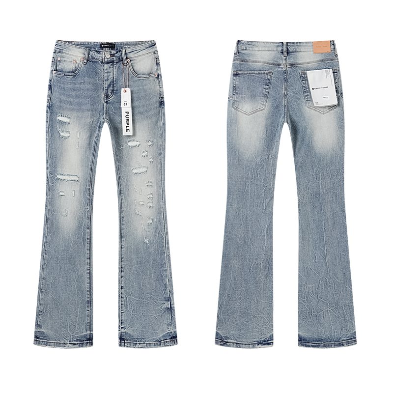 Purple Brand Light Blue Distressed Flare Jeans ¡ª hero