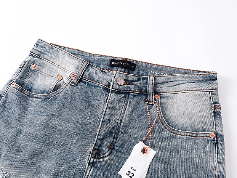 Purple Brand Light Blue Distressed Flare Jeans ¡ª detail