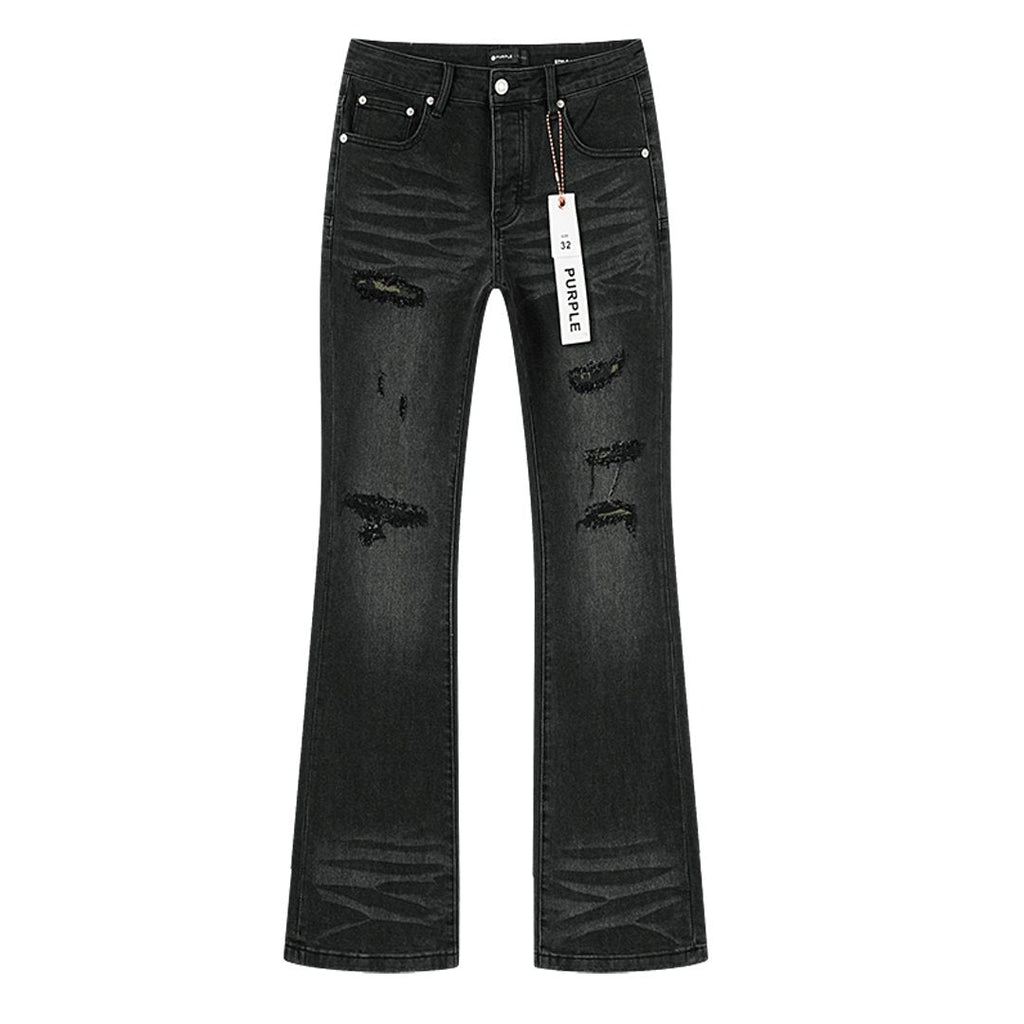Purple Brand Distressed Washed Flare Jeans ¡ª front