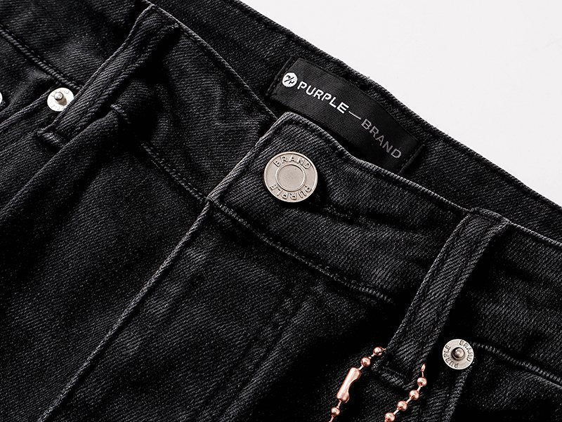 Purple Brand Black Paint-Splatter Distressed Flared Jeans ¡ª detail