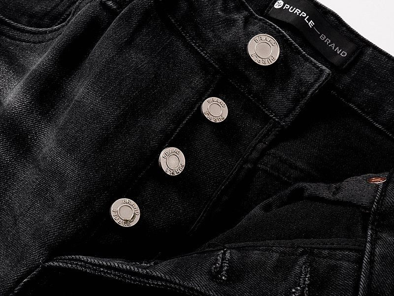 Purple Brand Black Paint-Splatter Distressed Flared Jeans ¡ª detail