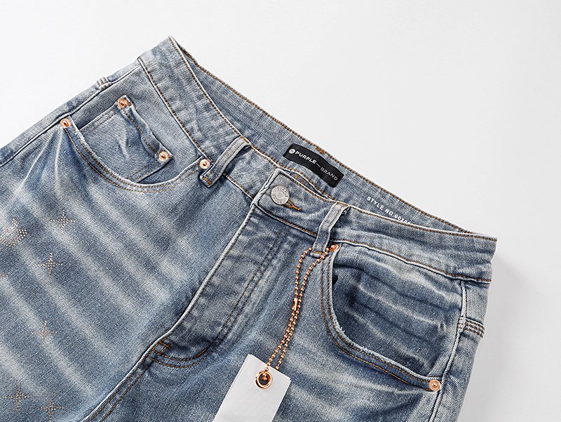 Purple Brand Light Blue Embellished Washed Jeans ¡ª detail