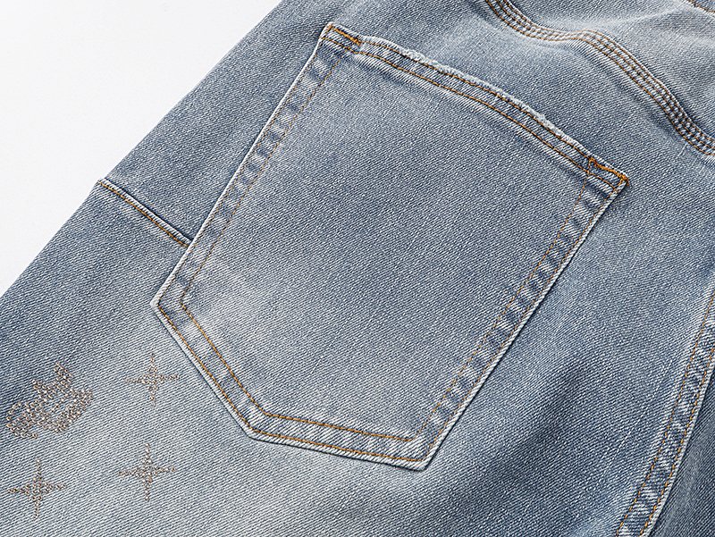Purple Brand Light Blue Embellished Washed Jeans ¡ª detail