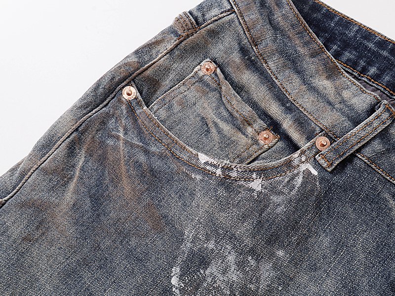Purple Brand Gray Distressed Paint-Splatter Jeans ¡ª detail
