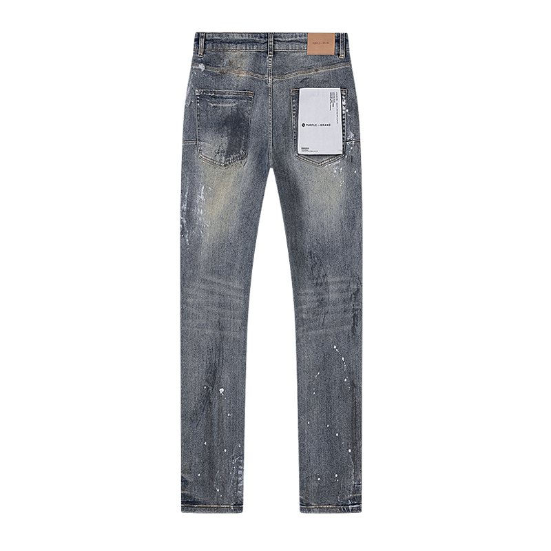 Purple Brand Gray Distressed Paint-Splatter Jeans ¡ª back
