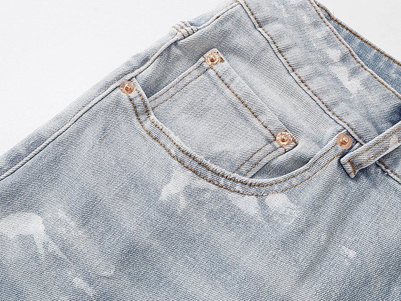 Purple Brand Light Blue Distressed Paint-Mark Jeans ¡ª detail