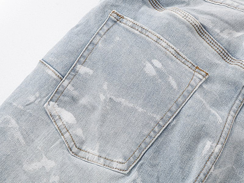 Purple Brand Light Blue Distressed Paint-Mark Jeans ¡ª detail
