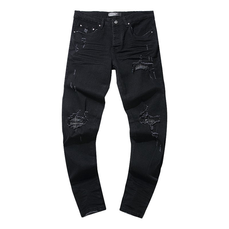 AMIRI Black Distressed Moto Panel Jeans ¡ª hero