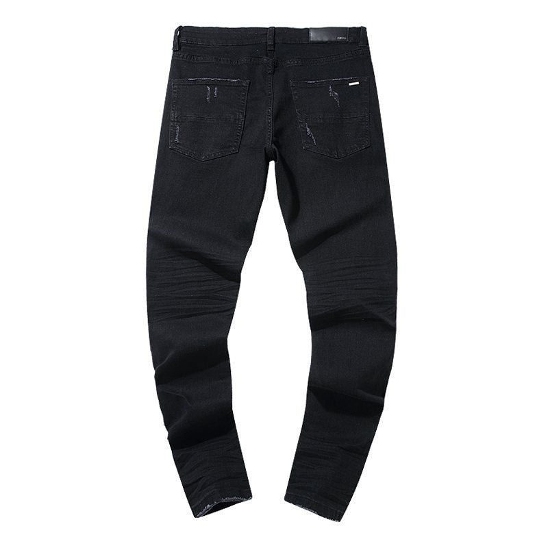 AMIRI Black Distressed Moto Panel Jeans ¡ª back