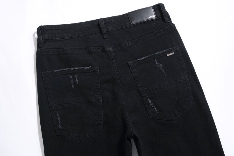 AMIRI Black Distressed Moto Panel Jeans ¡ª detail