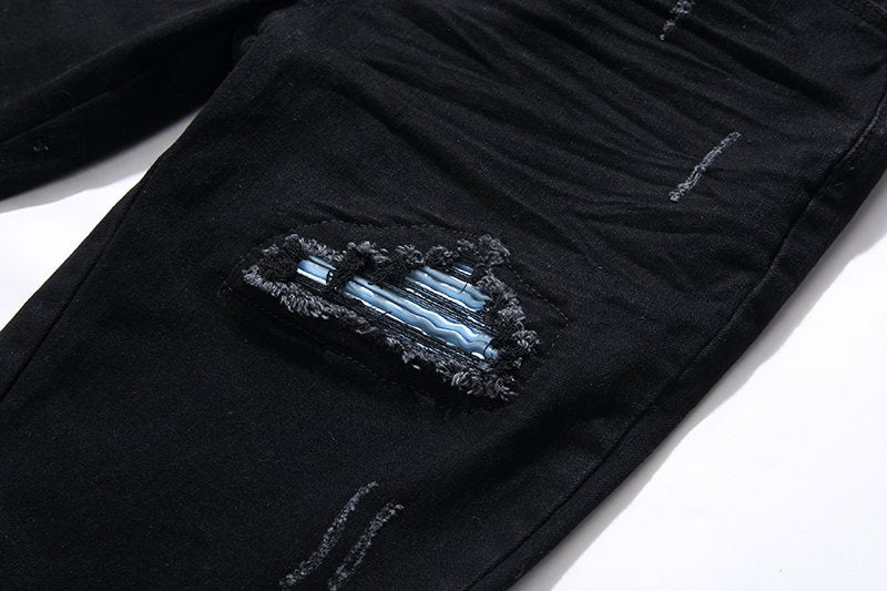 AMIRI Black Distressed Biker Jeans ¡ª detail