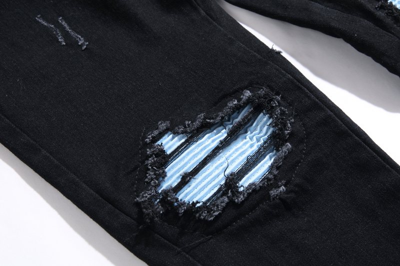 AMIRI Black Distressed Biker Jeans ¡ª detail