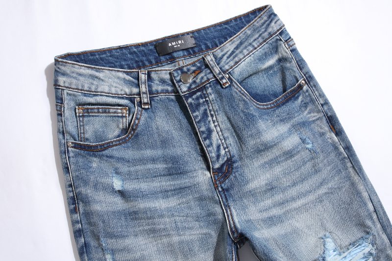 Amiri Light Blue Distressed Denim Jeans ¡ª detail