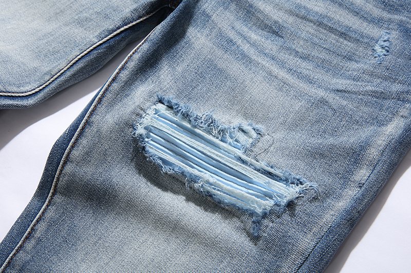 Amiri Light Blue Distressed Denim Jeans ¡ª detail