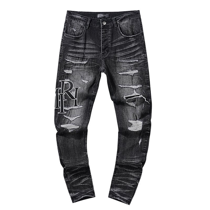 AMIRI Black Distressed Letter Graphic Jeans ¡ª hero
