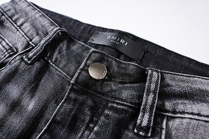 AMIRI Washed Black Distressed Jeans ¡ª detail