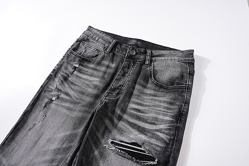 AMIRI Washed Black Distressed Jeans ¡ª detail
