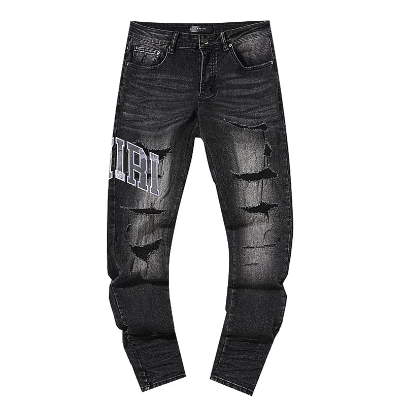 AMIRI Distressed Washed Black Graphic Jeans ¡ª hero