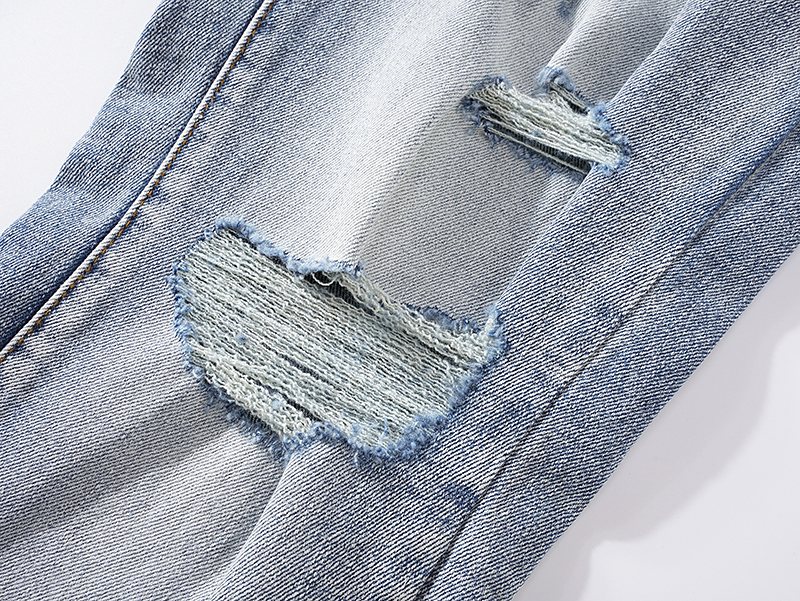 AMIRI Light Blue Distressed Ripped Knee Jeans ¡ª detail