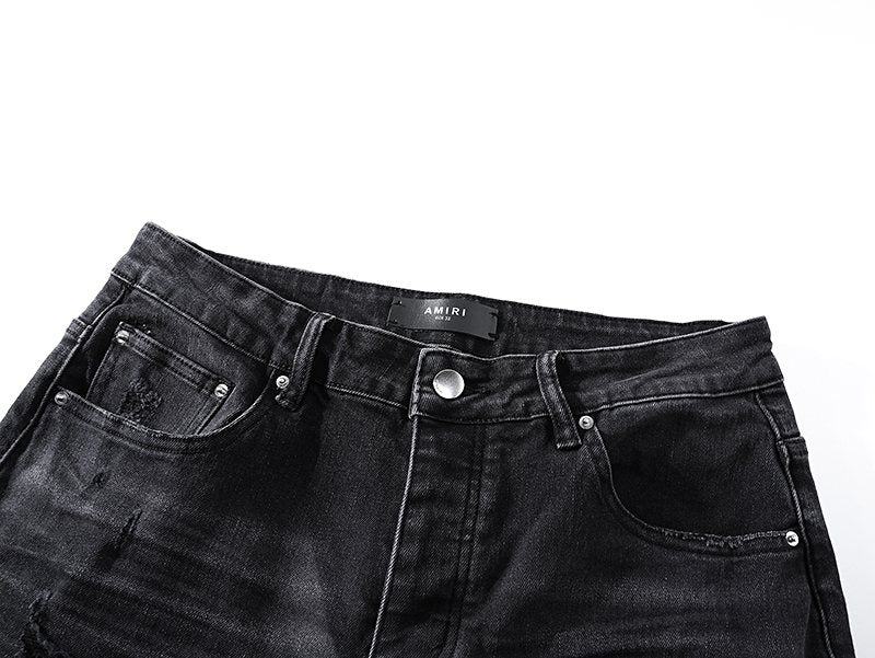 AMIRI Distressed Black Washed Jeans ¡ª detail