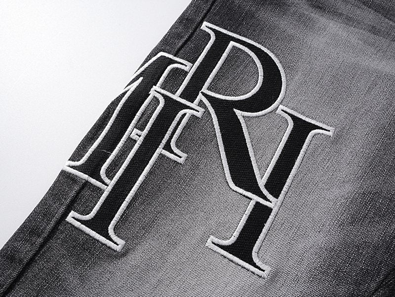 AMIRI Washed Black Embroidered Jeans ¡ª detail