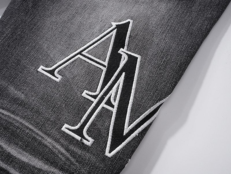 AMIRI Washed Black Embroidered Jeans ¡ª detail