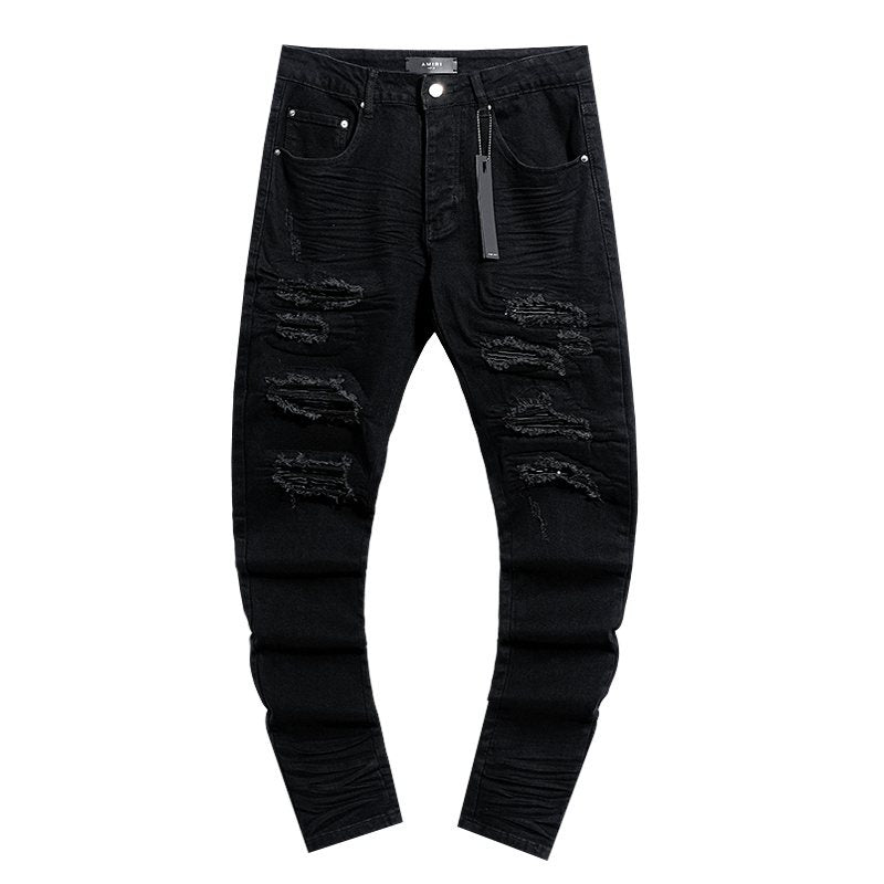 AMIRI Black Distressed Moto Jeans ¡ª hero