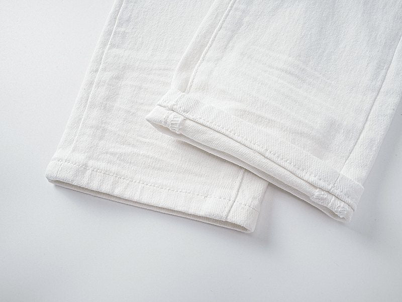 AMIRI White Distressed Ribbed Panel Jeans ¡ª detail
