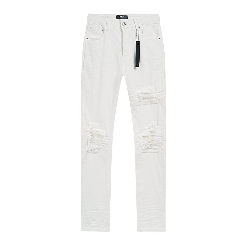 AMIRI White Distressed Ribbed Panel Jeans ¡ª hero