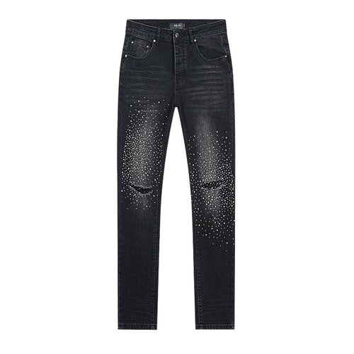 AMIRI Black Rhinestone Distressed Jeans ¡ª hero