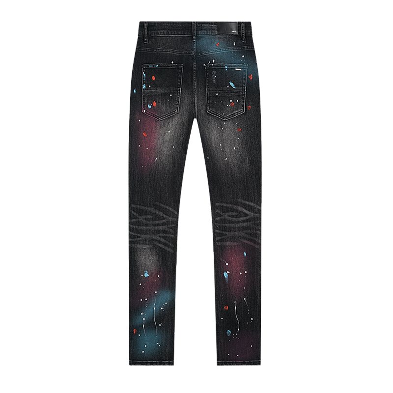 AMIRI Paint Splatter Distressed Black Jeans ¡ª back