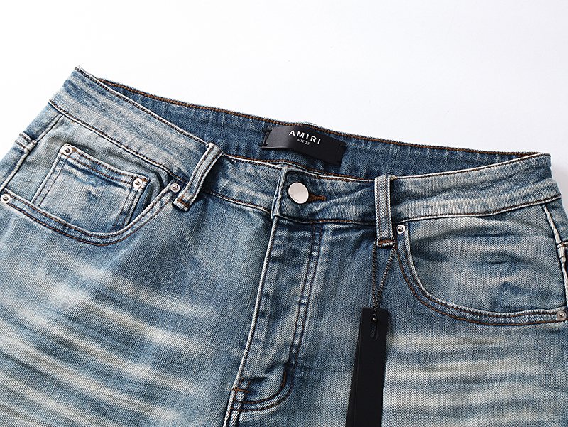 AMIRI Turquoise Embroidered Light Blue Jeans ¡ª detail