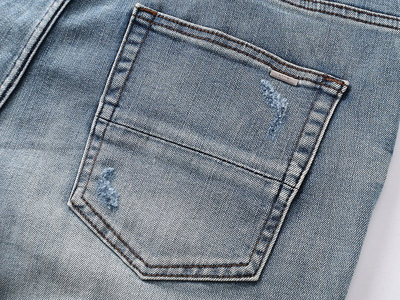 AMIRI Turquoise Embroidered Light Blue Jeans ¡ª detail