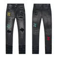 AMIRI Black Distressed Embroidered Jeans ¡ª hero