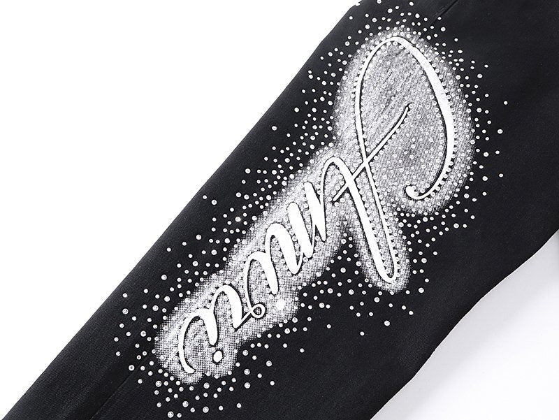 AMIRI Rhinestone-Style Side Graphic Black Jeans ¡ª detail