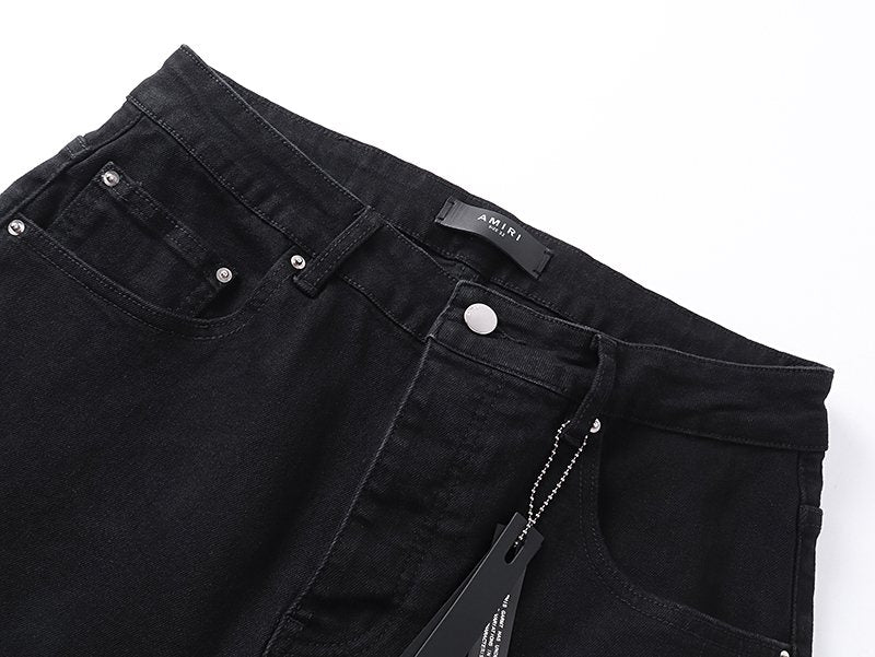 AMIRI Rhinestone-Style Side Graphic Black Jeans ¡ª detail