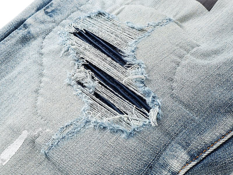 AMIRI Distressed Light Blue Jeans ¡ª detail