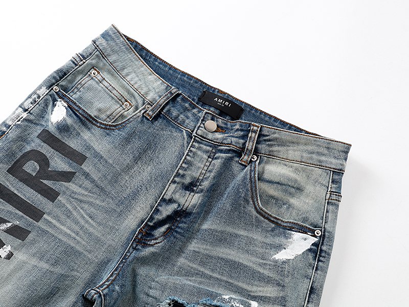 AMIRI Distressed Light Blue Jeans ¡ª detail