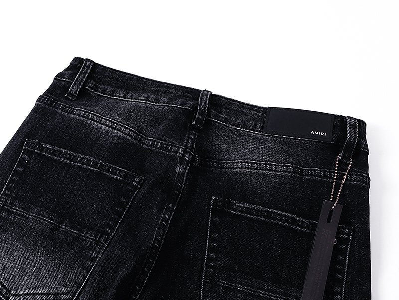 AMIRI Black Floral Distressed Jeans ¡ª detail
