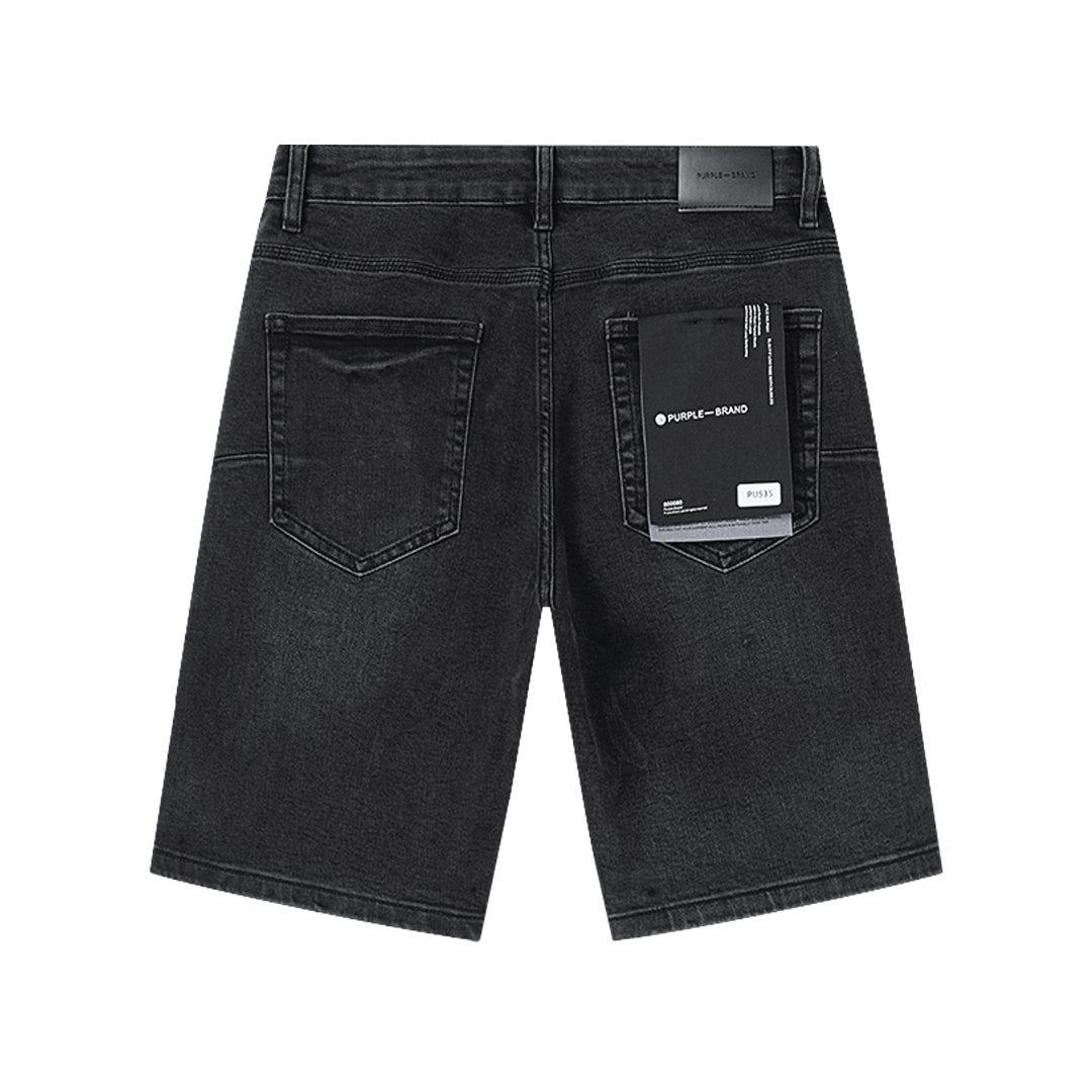 Purple Brand Black Rhinestone Splatter Denim Shorts ¡ª back