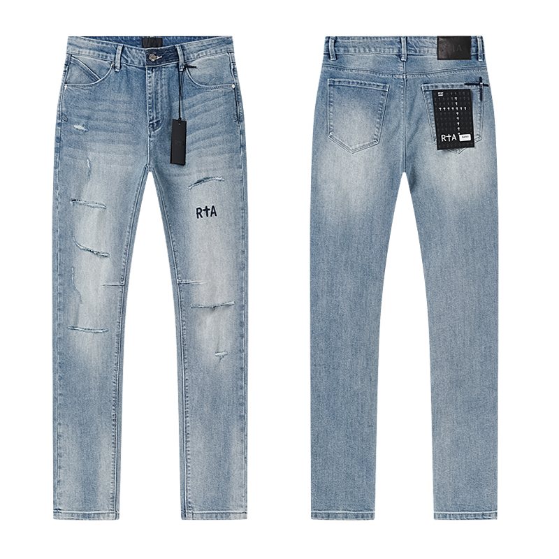 R+A Light Blue Distressed Straight-Leg Jeans ¡ª hero
